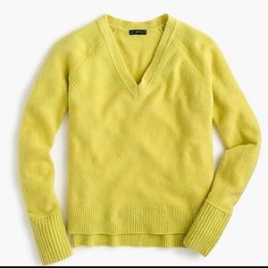 J crew V-neck High-Low hem yellow soft yarn Sweater